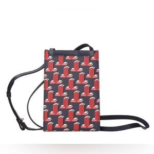 Lanvin Red & Blue Crossbody Leather Phone/Card Holder Bag